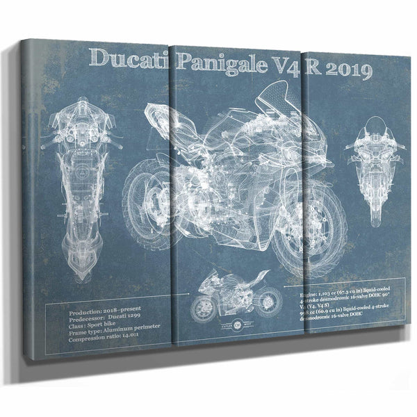 Ducati Panigale V4 R 2019 Vintage Blueprint Motorcycle Patent Print