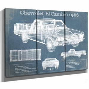 Chevrolet El Camino 1966 Vintage Blueprint Auto Print