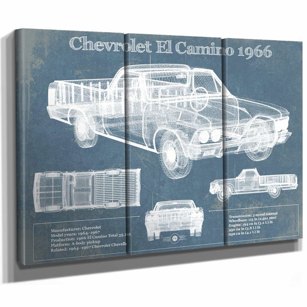 Chevrolet El Camino 1966 Vintage Blueprint Auto Print