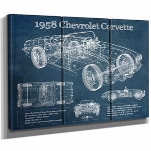 1958 Chevrolet Corvette C1 Blueprint Vintage Auto Print