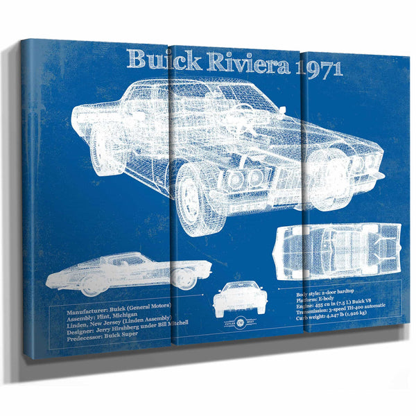 1971 Buick Riviera Blueprint Vintage Auto Print
