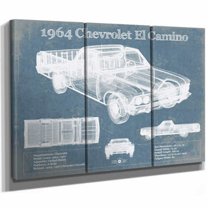 1964 Chevrolet El Camino Vintage Blueprint Auto Print