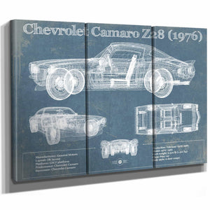 Chevrolet Camaro Z28 1976 Vintage Blueprint Auto Print