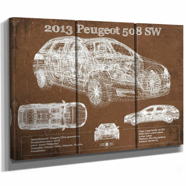 2013 Peugeot 508 SW Blueprint Vintage Auto Print