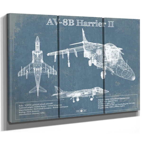 McDonnell Douglas AV-8B Harrier II Patent Blueprint Original Design Wall Art