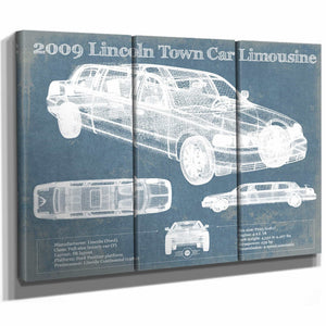 2009 Lincoln Town Car Limousine Vintage Blueprint Auto Print