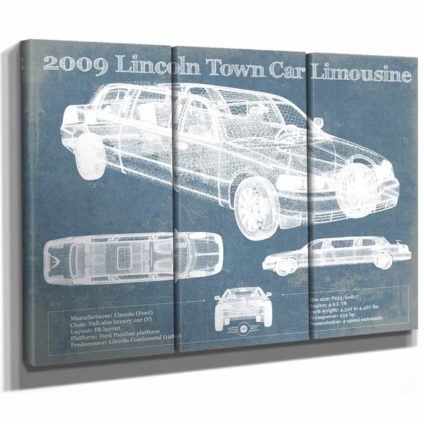 2009 Lincoln Town Car Limousine Vintage Blueprint Auto Print