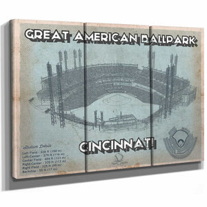Cincinnati Reds Great American Ballpark Seating Chart - Vintage Baseball Fan Print