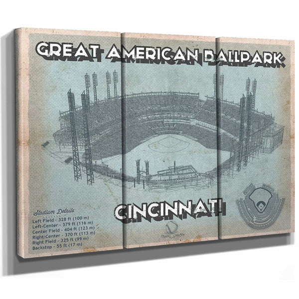 Cincinnati Reds Great American Ballpark Seating Chart - Vintage Baseball Fan Print