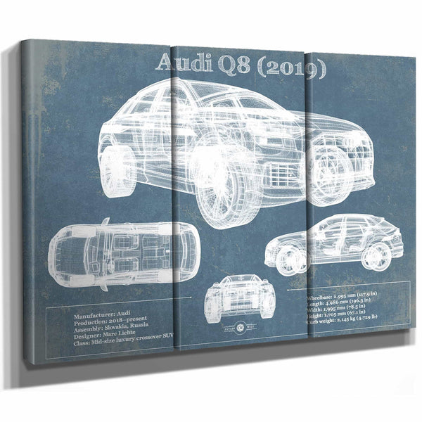 Audi Q8 (2019) Blueprint Vintage Auto Print