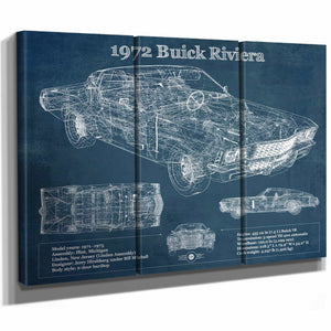 1972 Buick Riviera Boattail Vintage Blueprint Auto Print