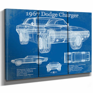 1967 Dodge Charger Vintage Blueprint Auto Print