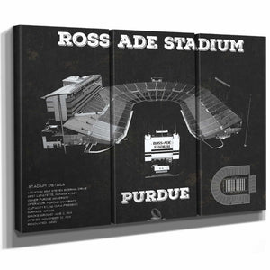 Purdue Boilermakers - Ross-Ade Vintage Football Stadium Blueprint Art Print