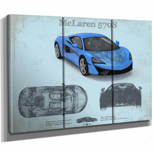 McLaren 570S Blueprint Vintage Auto Print