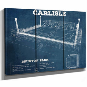 Carlisle United F.C. Brunton Park Blueprint Vintage Soccer Print