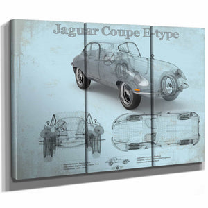 Jaguar Coupe E Type Car Original Blueprint Art