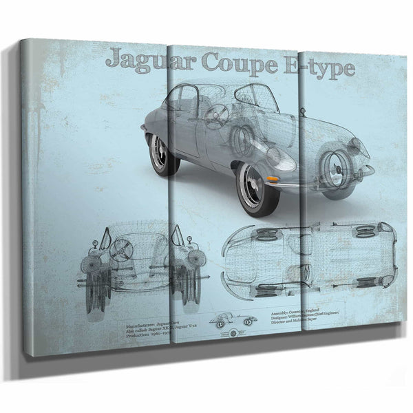 Jaguar Coupe E Type Car Original Blueprint Art