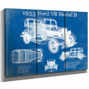 1933 Ford V8 Model B Vintage Blueprint Auto Print