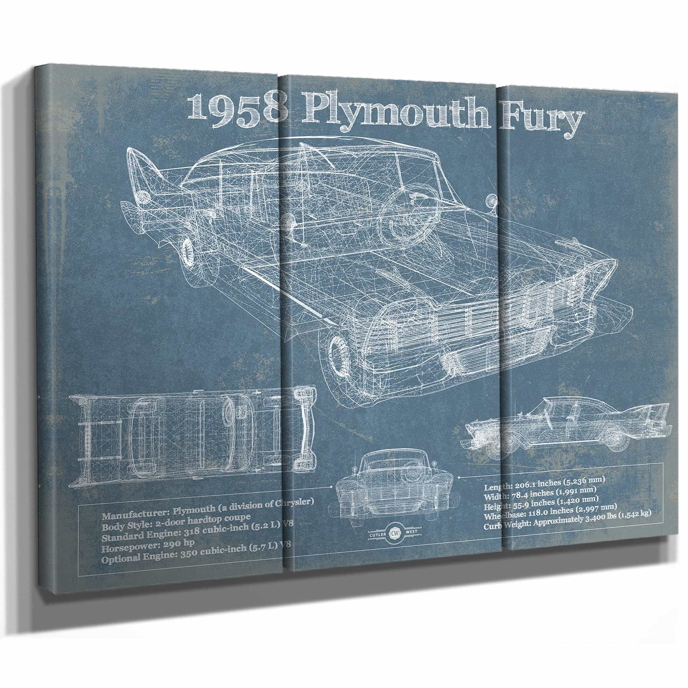 油彩画　プレリュード　ジムGカムL  ペースタイン　リトグラフ2/25 1957 Plymouth Belvedere Wall Art Print | Cutler West