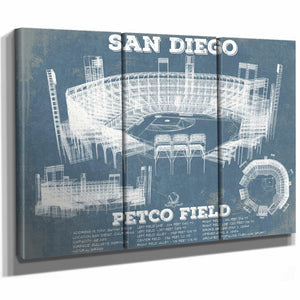 San Diego Padres - Petco Park Vintage Stadium Blueprint Baseball Print