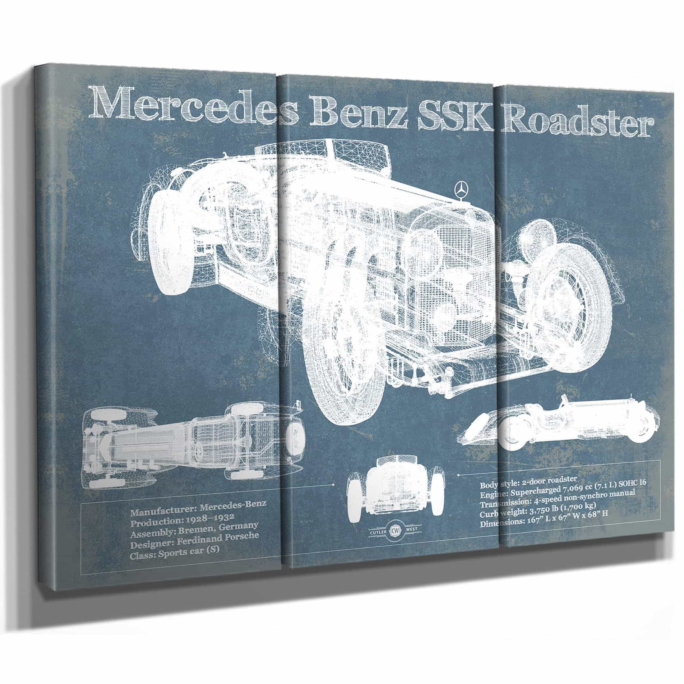 Mercedes Benz SSK Roadster Wall Art Print | Cutler West