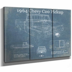 1964 Chevrolet C20 Pickup Vintage Blueprint Auto Print