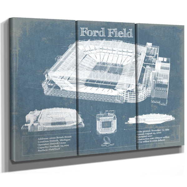Vintage Detroit Lions Ford Field Wall Art