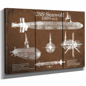 USS Seawolf (SSN-21) Blueprint Original Military Wall Art - Customizable