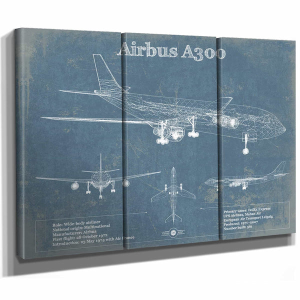 Airbus A300 Vintage Aviation Blueprint Print
