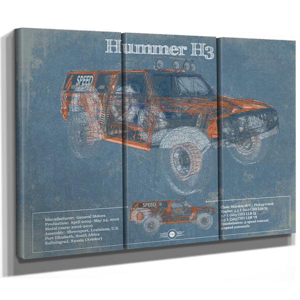 Hummer H3 Vintage Blueprint Auto Print