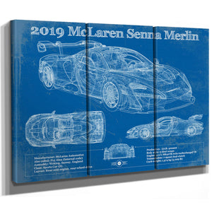 2019 Mclaren Senna Merlin Vintage Blueprint Auto Print