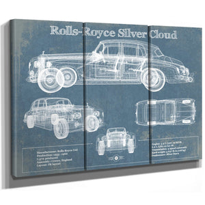 Rolls Royce Silver Cloud Vintage Blueprint Auto Print