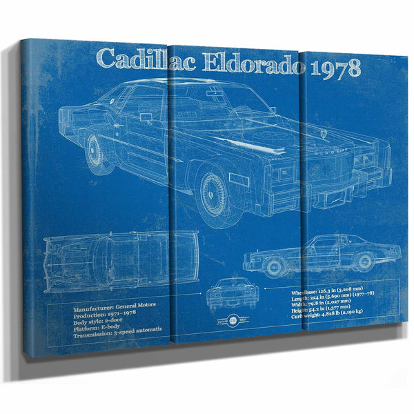 Cadillac Eldorado 1978 Vintage Blueprint Auto Print