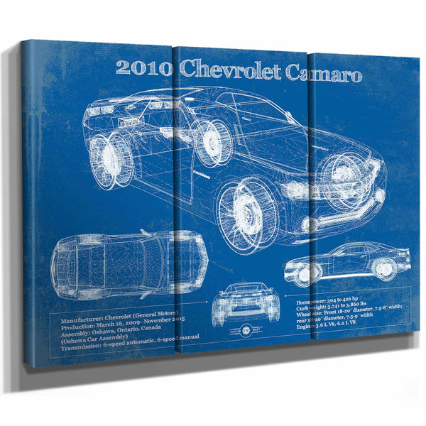 2010 Chevrolet Camaro Vintage Blueprint Auto Print