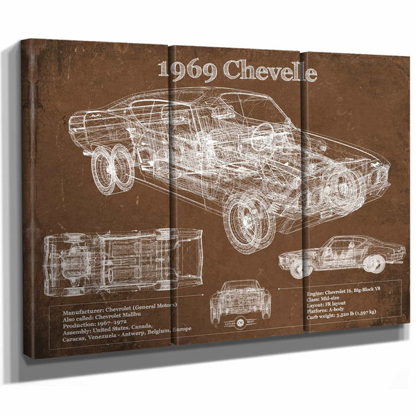 1969 Chevrolet Chevelle Malibu Original Blueprint Art