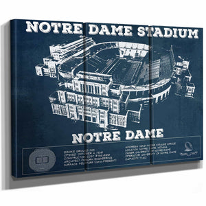 Notre Dame Stadium Vintage Art Blueprint