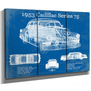 1953 Cadillac Series 75 Vintage Blueprint Auto Print
