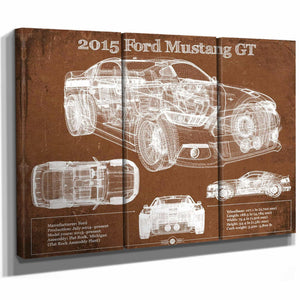 2015 Ford Mustang GT Eleanor Blueprint Vintage Auto Print