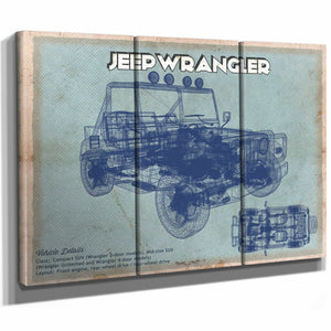 Jeep Wrangler Vintage Blueprint Auto Print