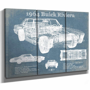 1964 Buick Riviera Vintage Blueprint Auto Print