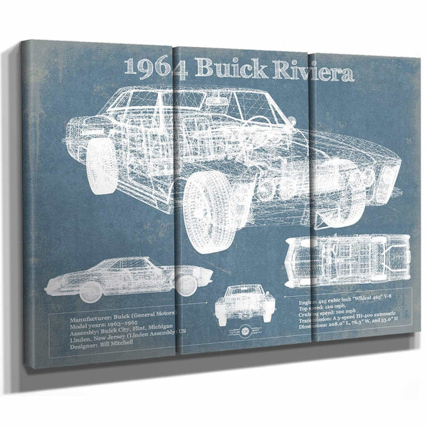 1964 Buick Riviera Vintage Blueprint Auto Print