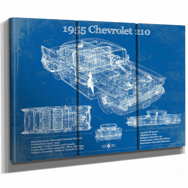 1955 Chevrolet 210 4 Door Sedan Vintage Blueprint Auto Print