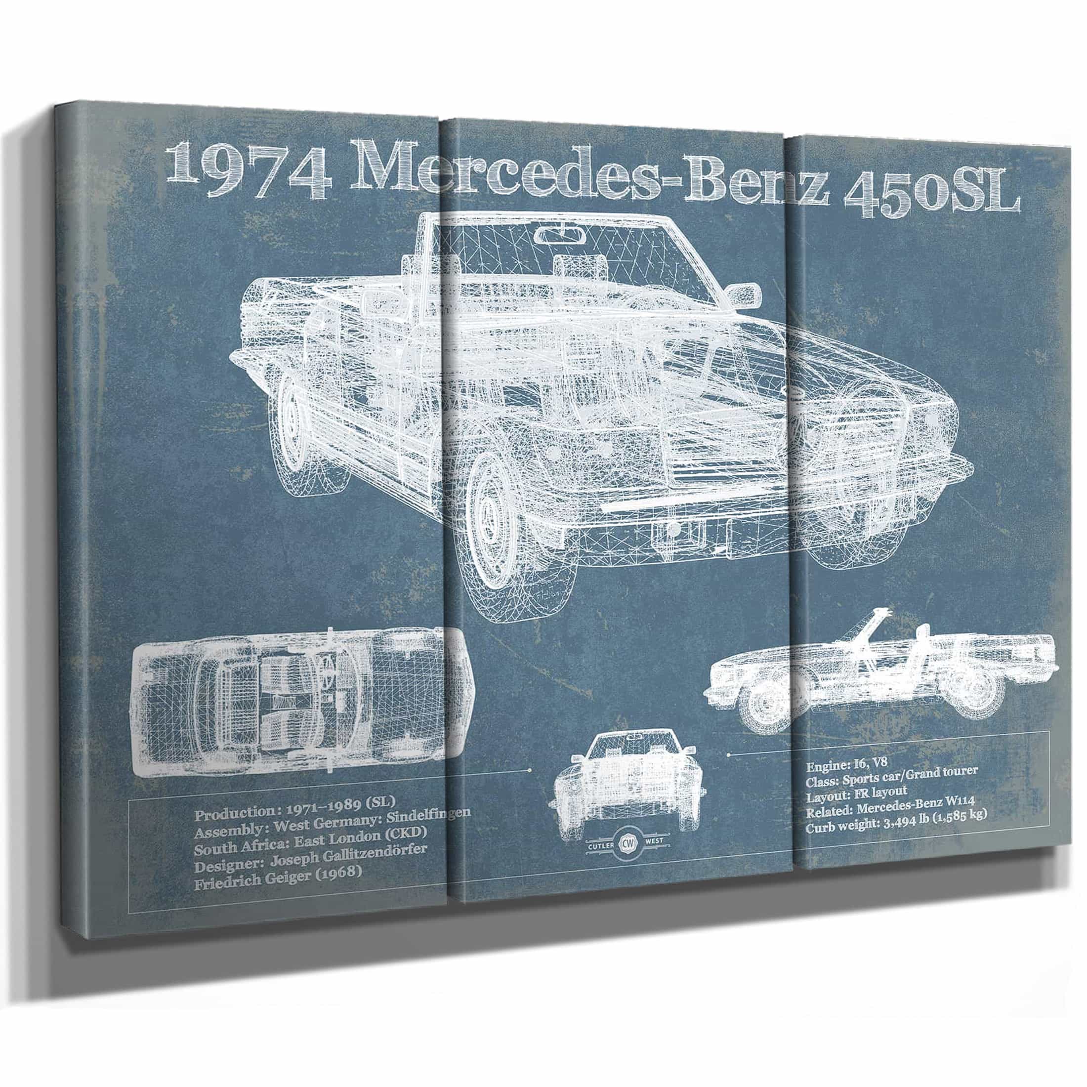 1974 Mercedes Benz 450SL Wall Art Print | Cutler West