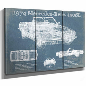 1974 Mercedes Benz 450SL Original Blueprint Art