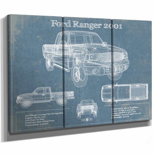 Ford Ranger 2001 Blueprint Vintage Auto Print