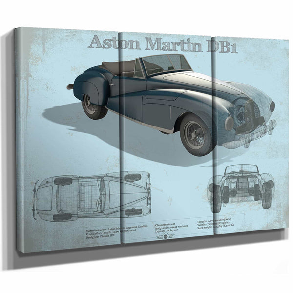 Aston Martin DB1 Blueprint Vintage Auto Print