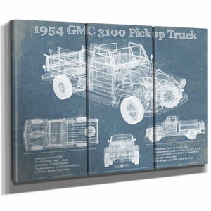 1954 GMC 3100 Pickup Truck Vintage Blueprint Auto Print