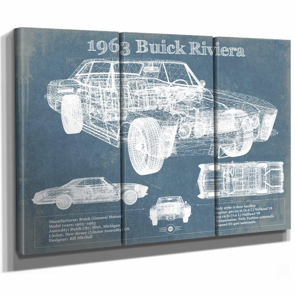 1963 Buick Riviera Vintage Blueprint Auto Print