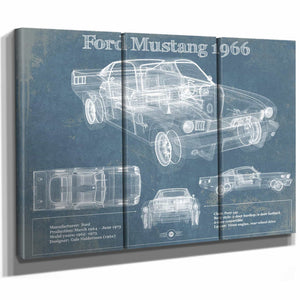 Ford Mustang 1966 Convertible Original Blueprint Art