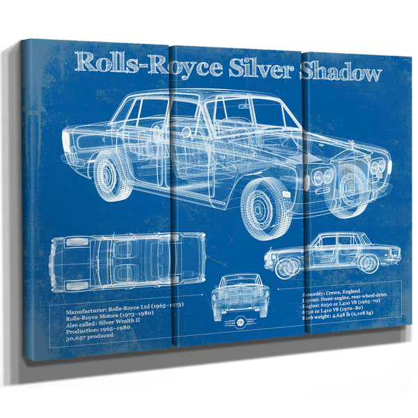 Rolls Royce Silver Shadow Vintage Blueprint Auto Print